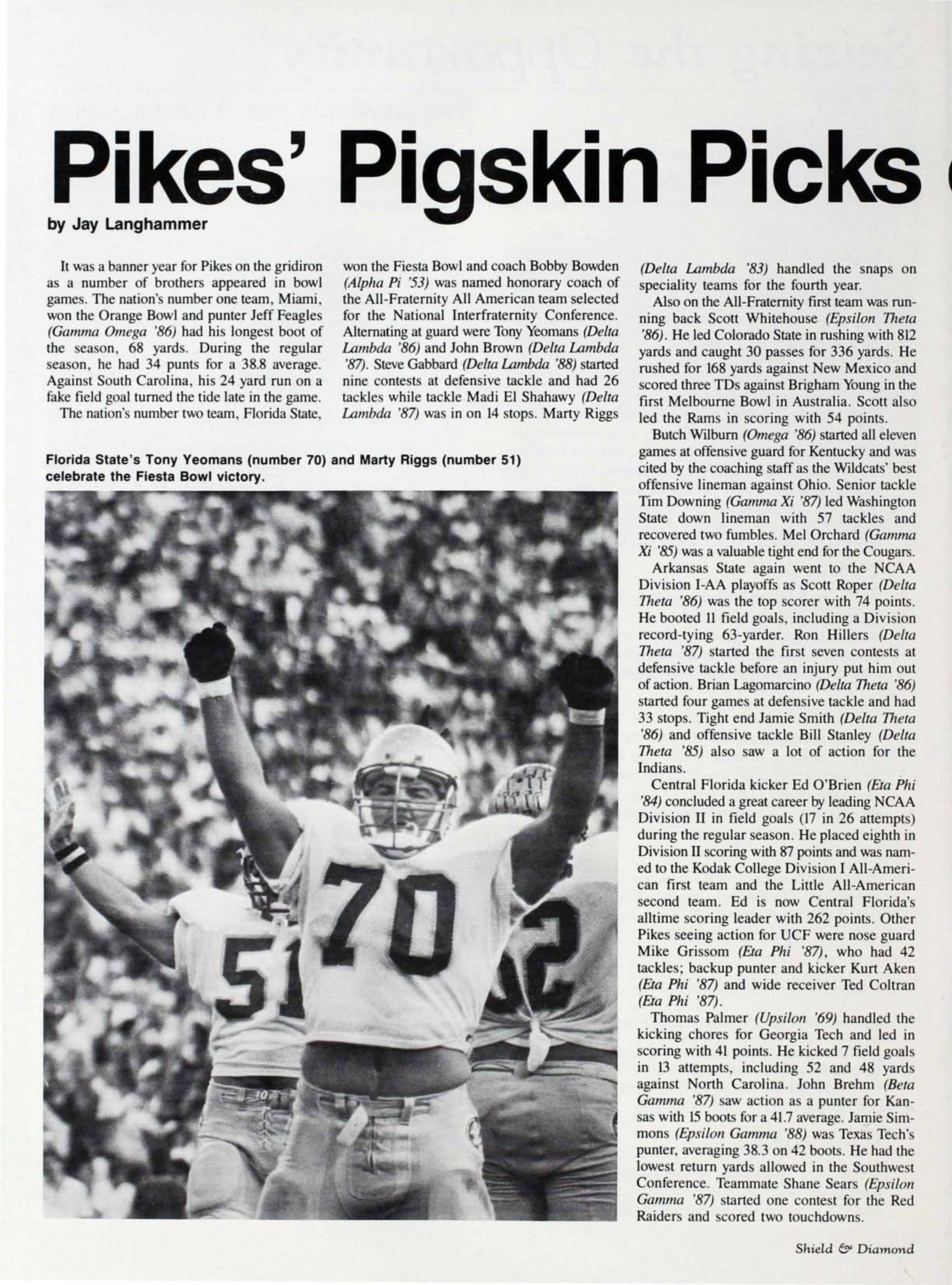 Pike's Pigskin Picks Of 1987-88